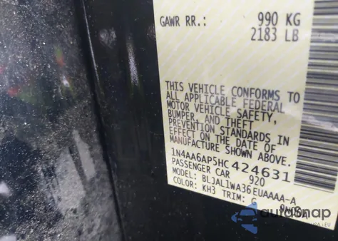 2017 Nissan Maxima 3.5 Sr z USA, uszkodzony, nr VIN 1N4AA6AP5HC424631